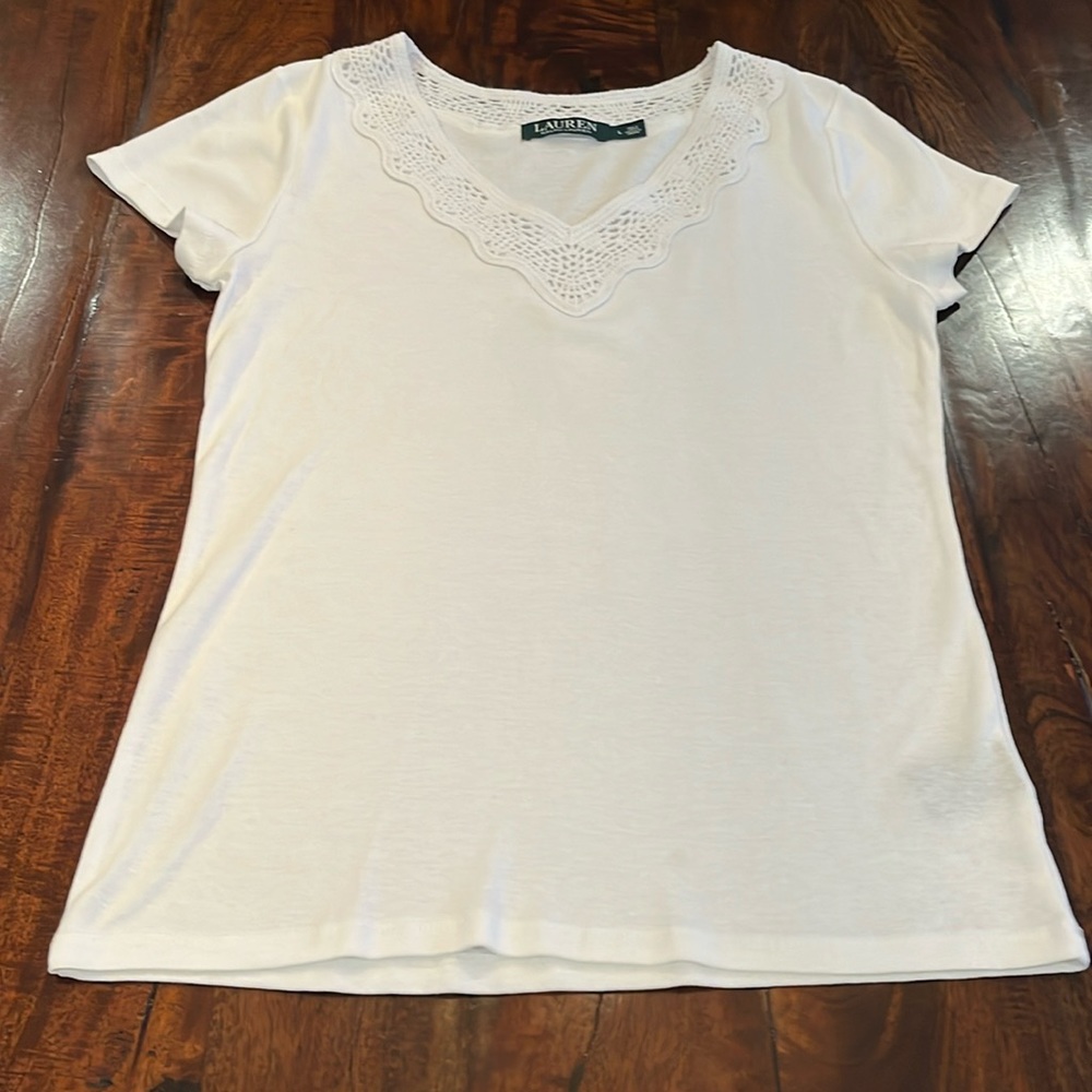 Ralph Lauren white shirt sleeve shirt; size L